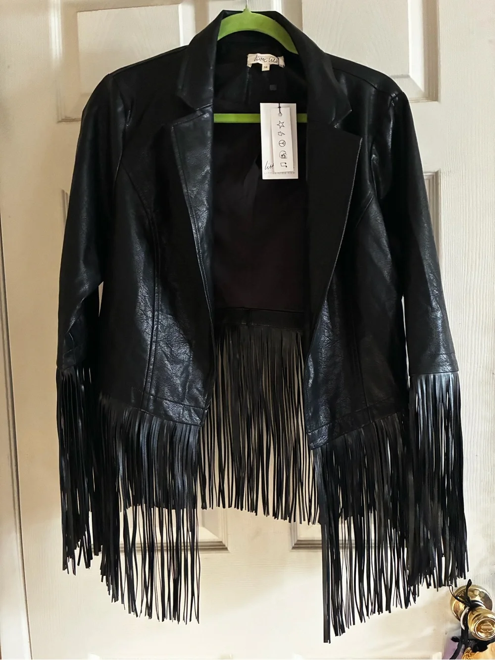 Little Lies Fringe Jagger Jacket Faux Leather Punk Goth - Picture 1 of 5